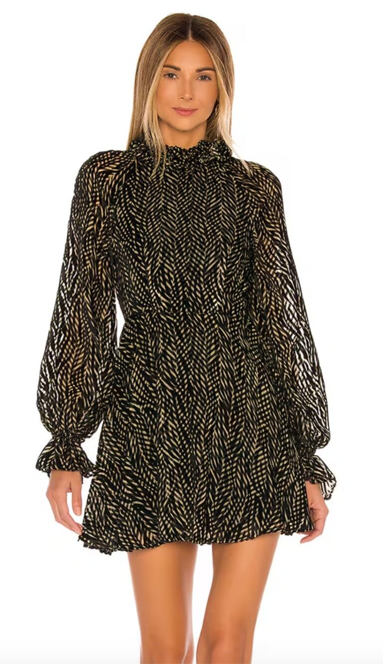 House of Harlow 1960 x REVOLVE Niles Mini Dress Burnout Velvet Color Zebra sz. M